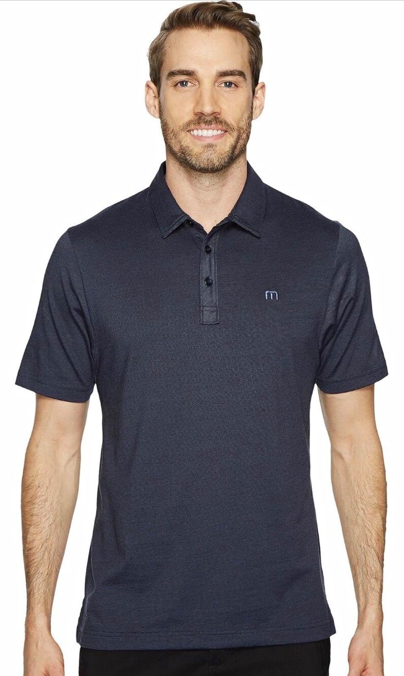 TravisMathew Men's The Zinna Dark Gray Knit Polo Shirt Pima Cotton size S 162